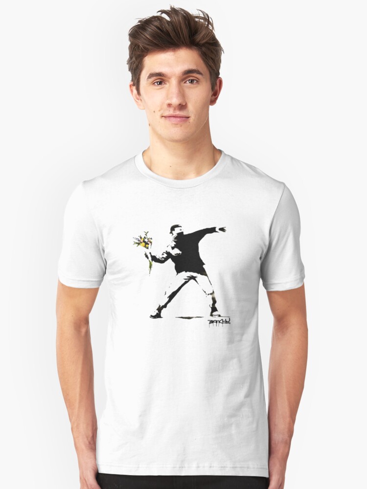 Flower Thrower Banksy T-Shirt Cool Urban Graffiti Art Design