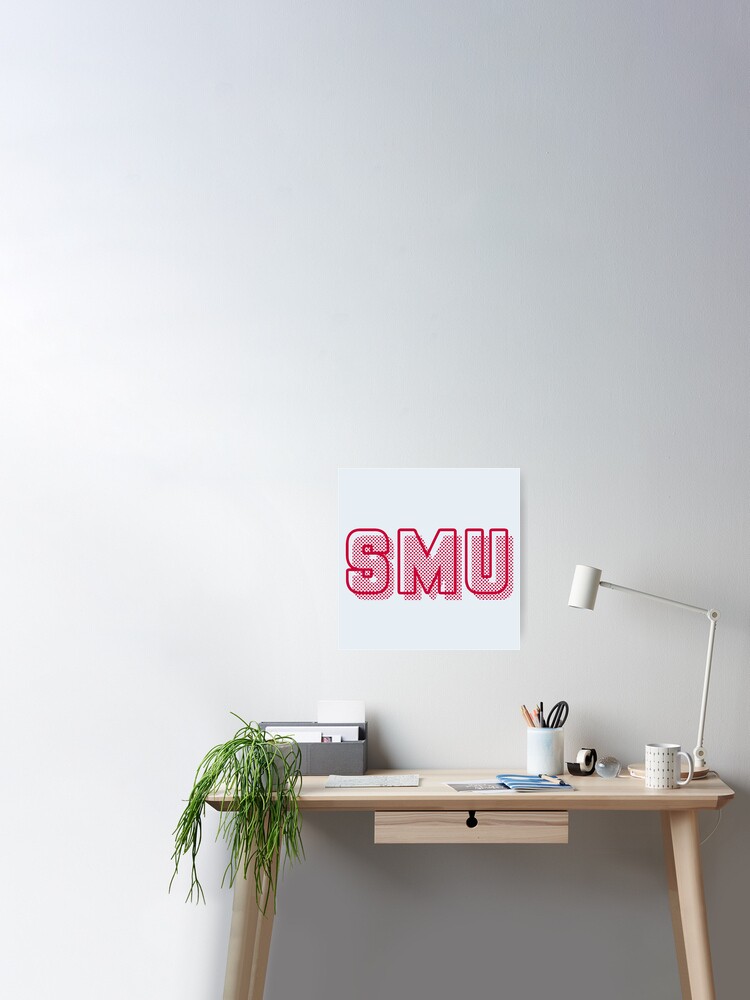 Smu Logo Dots Red Poster By One Broke Kid Redbubble