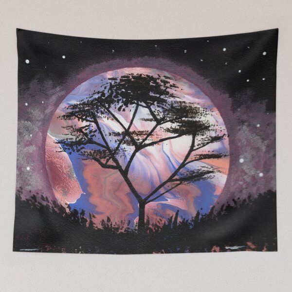 Item preview, "Moon Rising" Enhanced Acrylic Pour Painting designed and sold by peonypours.