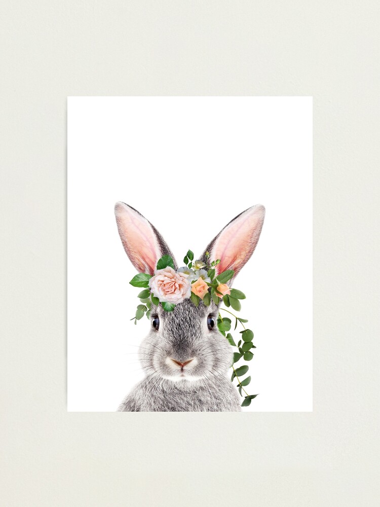 Impression Photo Lapin Avec Couronne De Fleurs Impression D Art Bebe Animaux Par Synplus Par Synplus Redbubble