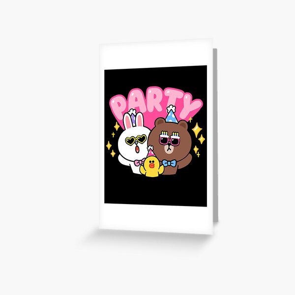 Cute brown bear and bunny party gift Greeting Card