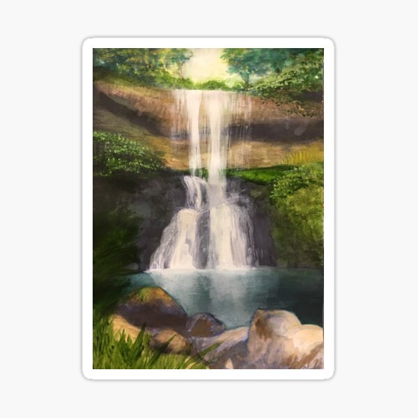 “silver falls” - original painting by mjh, 06-22-2019 Sticker