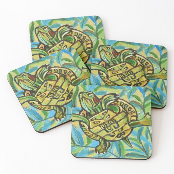 Item preview, Cute Slider Turtle Swimming by Robert Phelps designed and sold by RobertPhelpsArt.