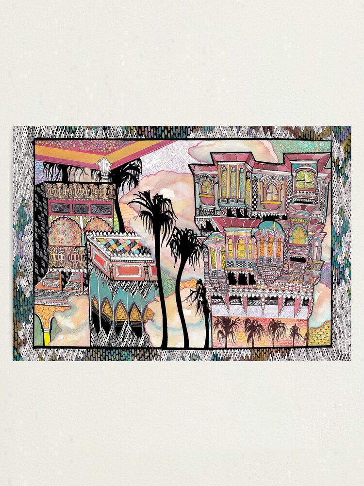 Alternate view of Palm Trees and Havelis Photographic Print