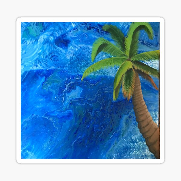 “Palm Tree” acrylic on fluid art Sticker