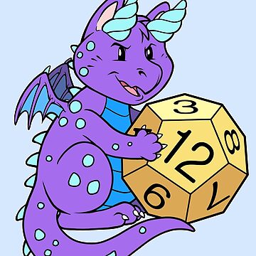 Artwork thumbnail, Cute Purple Dragon and Dice RPG Role Playing D12 by cybercat