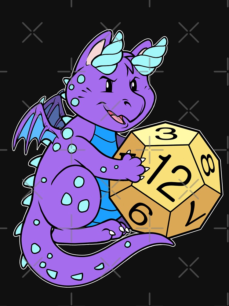 Thumbnail 7 of 7, Classic T-Shirt, Cute Purple Dragon and Dice RPG Role Playing D12 designed and sold by cybercat.
