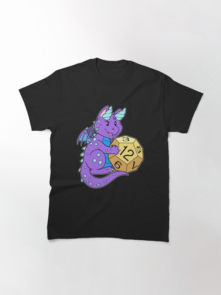 Thumbnail 3 of 7, Classic T-Shirt, Cute Purple Dragon and Dice RPG Role Playing D12 designed and sold by cybercat.