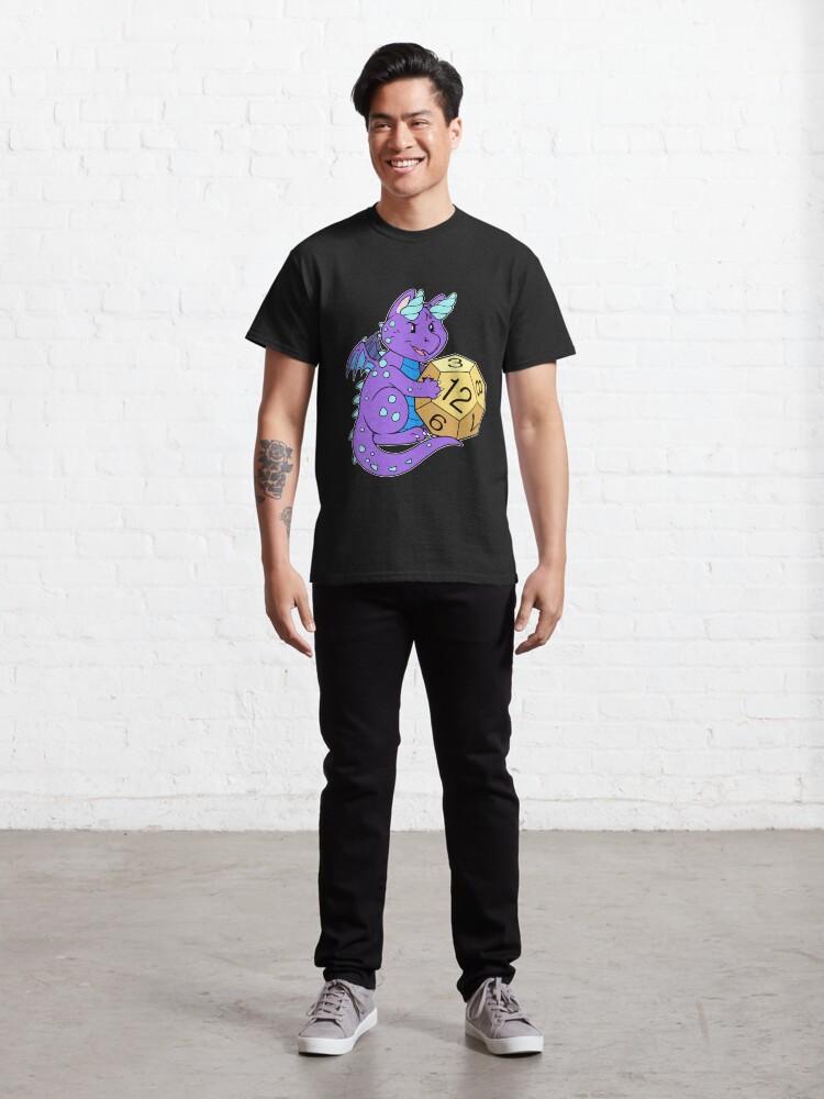 Thumbnail 3 of 7, Classic T-Shirt, Cute Purple Dragon and Dice RPG Role Playing D12 designed and sold by cybercat.