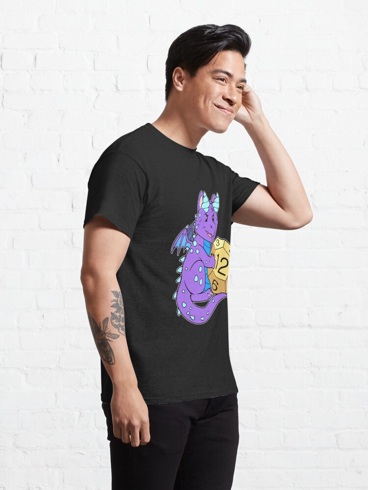Alternate view of Cute Purple Dragon and Dice RPG Role Playing D12  Classic T-Shirt