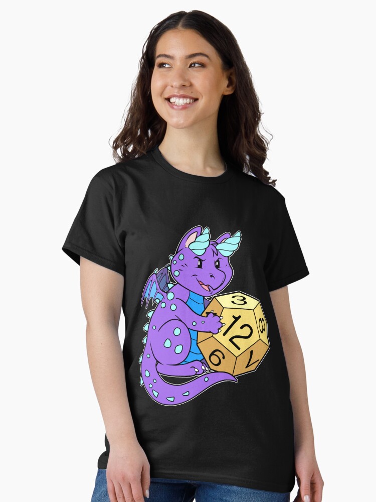 Thumbnail 2 of 7, Classic T-Shirt, Cute Purple Dragon and Dice RPG Role Playing D12 designed and sold by cybercat.