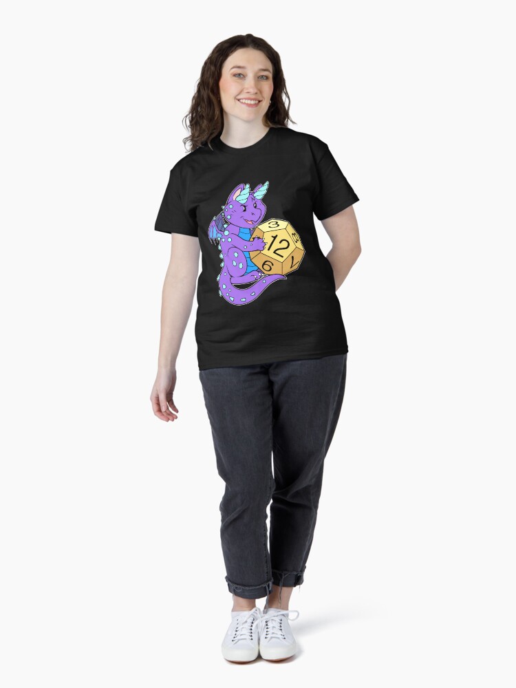 Thumbnail 4 of 7, Classic T-Shirt, Cute Purple Dragon and Dice RPG Role Playing D12 designed and sold by cybercat.