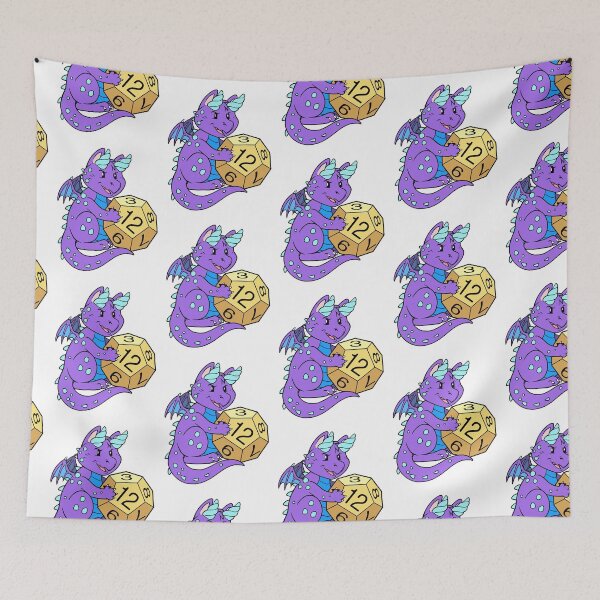 Item preview, Cute Purple Dragon and Dice RPG Role Playing D12  designed and sold by cybercat.