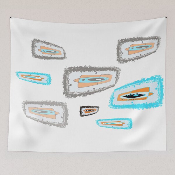 Item preview, MidMod Aqua Orange White and Black designed and sold by MarkGroaning.