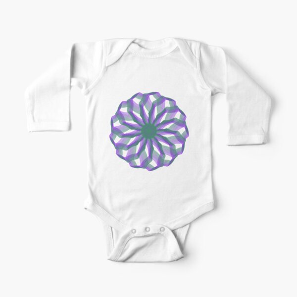 Spirograph with green and violet Long Sleeve Baby One-Piece
