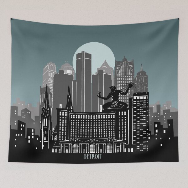 Item preview, detroit skyline designed and sold by BekimART2.
