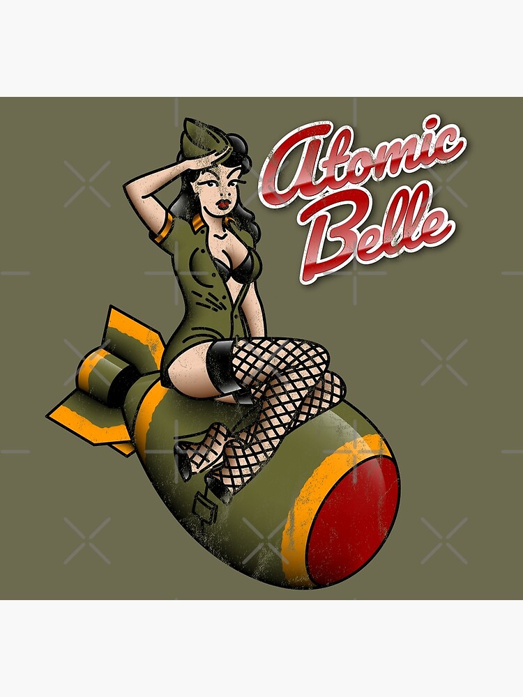 Disover Salty-Dog American Traditional Patriotic Atomic Bomb Belle Nose Art Pin-up Girl Premium Matte Vertical Poster