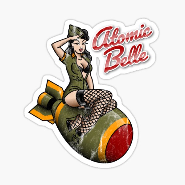 Salty-Dog American Traditional Patriotic Atomic Bomb Belle Pin-up Girl&quot;  Sticker by salty-dog | Redbubble