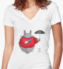 Totoro meets Akira Women's Fitted V-Neck T-Shirt