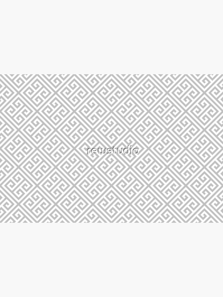 Greek Key Silver Gray And White Diagonal Pattern by rewstudio