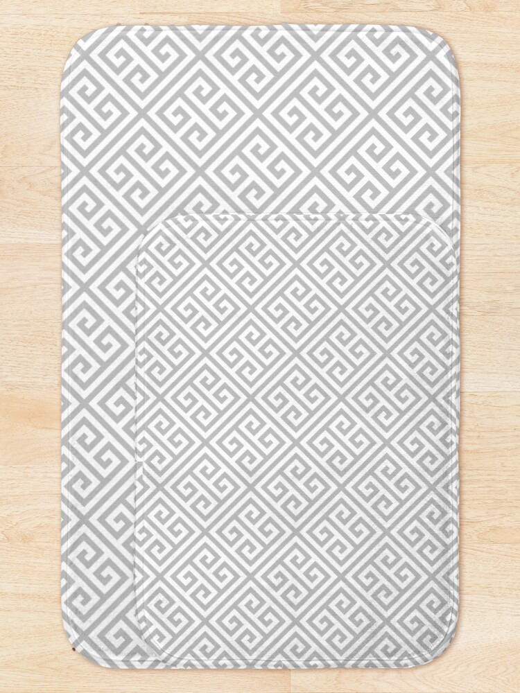 Alternate view of Greek Key Silver Gray And White Diagonal Pattern Bath Mat