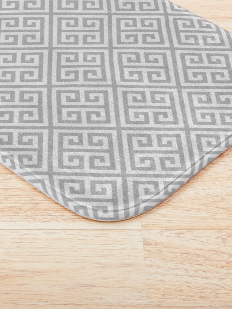 Alternate view of Greek Key Silver Gray And White Diagonal Pattern Bath Mat