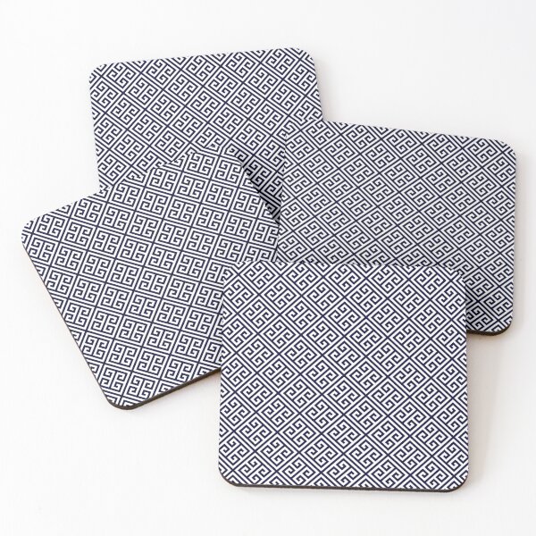 Item preview, Greek Key Navy Blue And White Diagonal Pattern designed and sold by rewstudio.