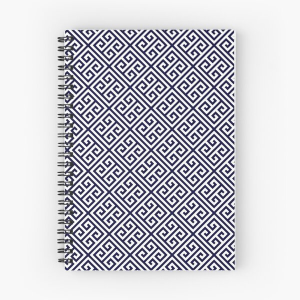 Item preview, Greek Key Navy Blue And White Diagonal Pattern designed and sold by rewstudio.