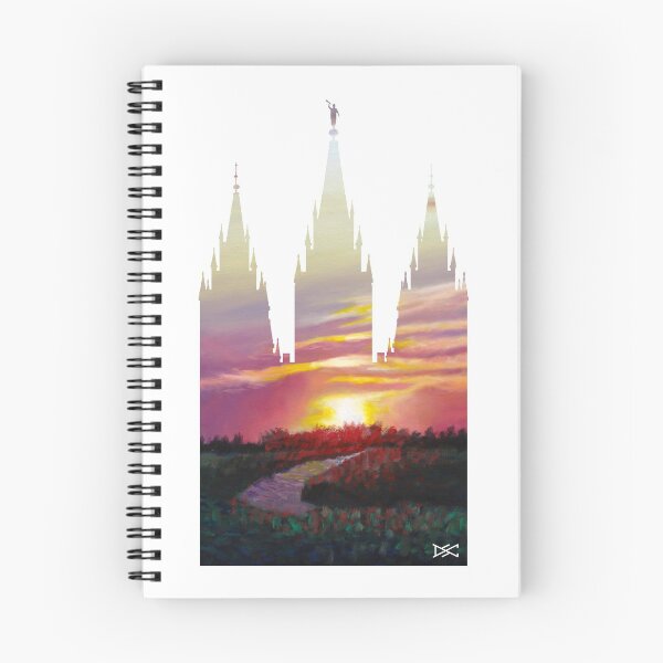 Aperçu de l'œuvre Salt Lake City LDS Temple Sunrise River Silhouette créée et vendue par DSC Arts.