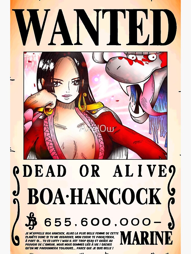 Wanted Poster Shichibukai Boa Hancock 655 Million Berrys One Piece 
