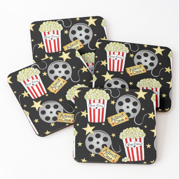VIP Movie Night / Pop Corn Coasters (Set of 4)