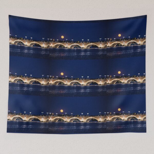 Item preview, France. Bordeaux. Bridge over Garonne river at Night with Full Moon. designed and sold by vadim19.