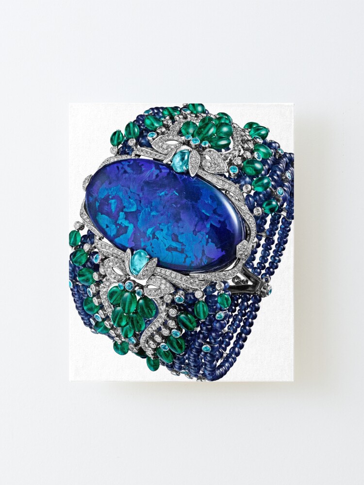 Alternate view of HIGH JEWELRY BRACELET ... Platinum, opal, sapphires, emeralds, Paraiba tourmalines Mounted Print