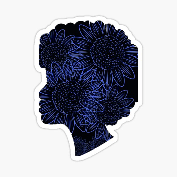 BLACK MINDS MATTER purple sunflower Sticker