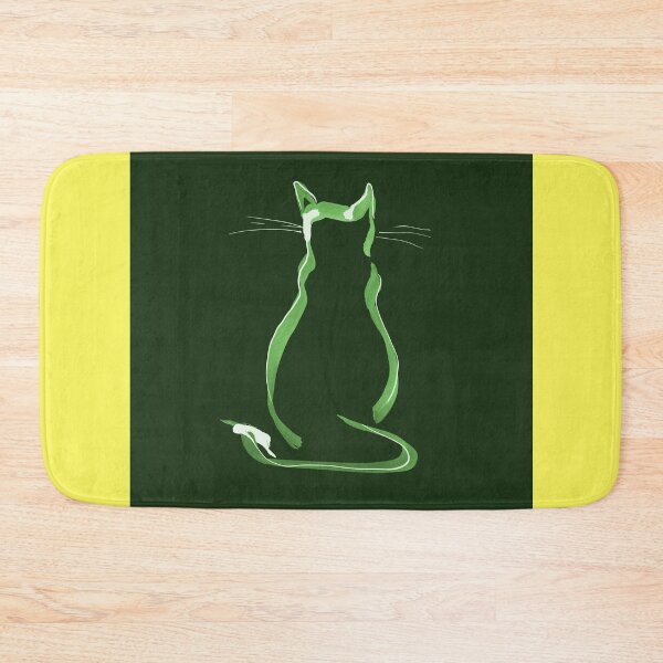 Item preview, Sitting Cat from behind in Green on Yellow  designed and sold by Istvan Ocztos.