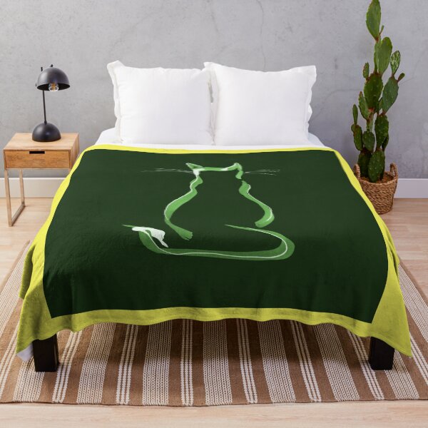 Item preview, Sitting Cat from behind in Green on Yellow  designed and sold by Istvan Ocztos.