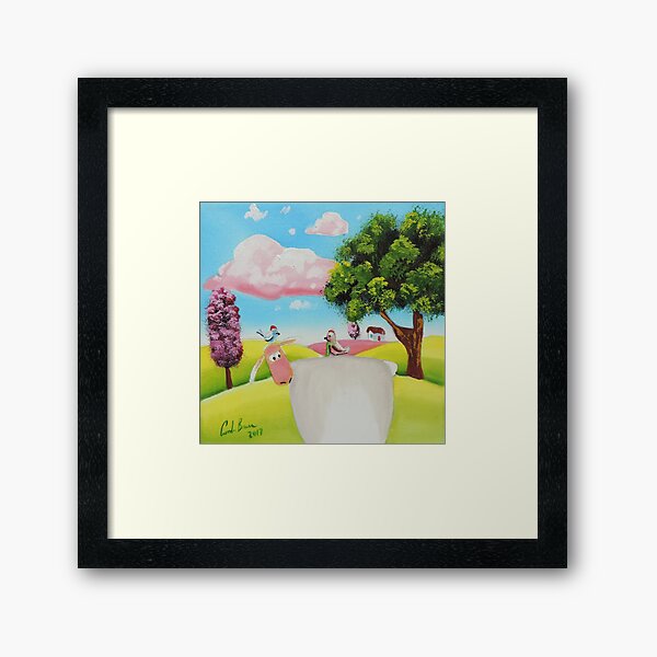 Item preview, Sheep and birds folk art painting designed and sold by GORDON BRUCE ART.