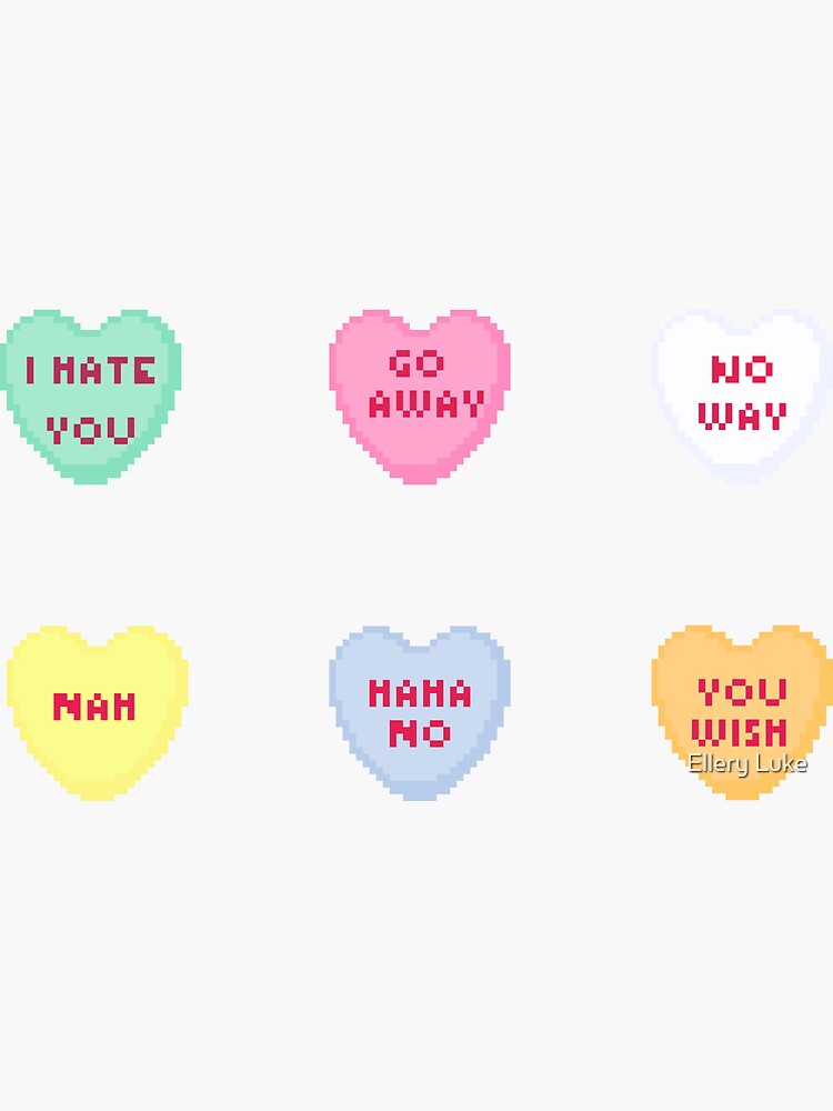 Rude Candy Hearts Sticker For Sale By Lauramiggs Redbubble