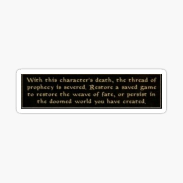 Morrowind With This Character S Death Sticker By Willkabob Redbubble