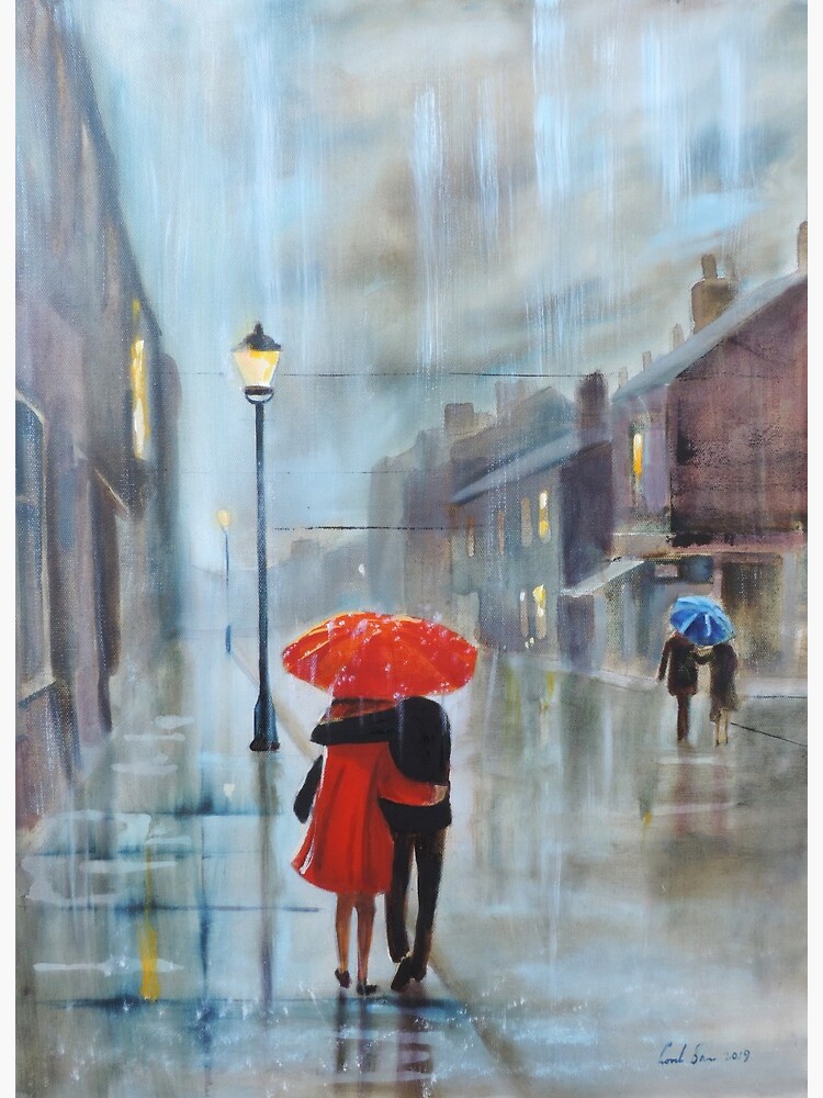 Red Umbrella Rain' Art Print