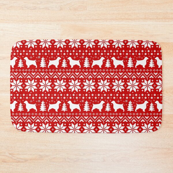 Item preview, Welsh Springer Spaniel Silhouettes Red and White Christmas Holiday Pattern designed and sold by Jenn Inashvili.