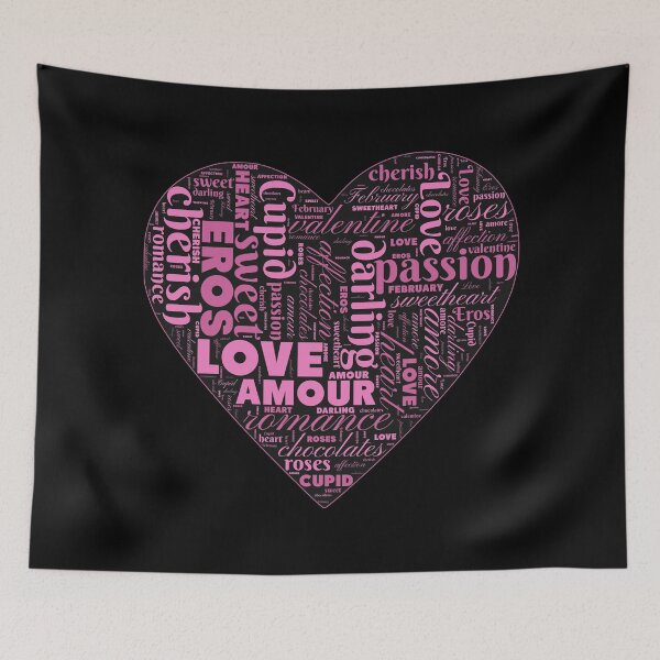 Item preview, Pink Heart Valentine Love Word Cloud on Black  designed and sold by Gsallicat.
