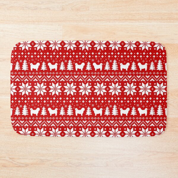 Item preview, Shih Tzu Silhouettes Red and White Christmas Holiday Pattern designed and sold by Jenn Inashvili.