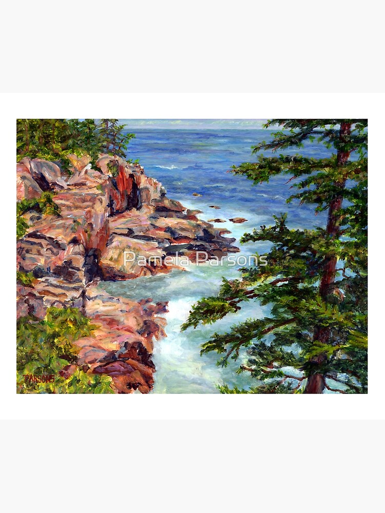 Thunder Hole, Arcadia National Park, Ocean island cliffs on the Maine Coast. From original oil painting by Pamela Parsons by parsonsp