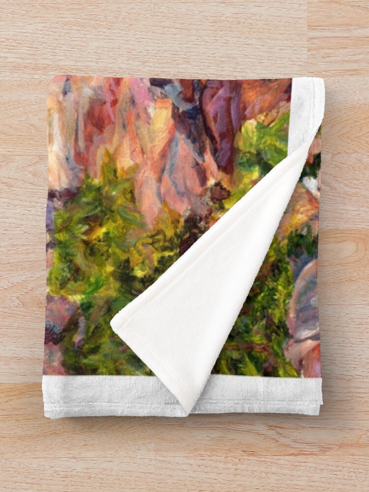 Alternate view of Thunder Hole, Arcadia National Park, Ocean island cliffs on the Maine Coast. From original oil painting by Pamela Parsons Throw Blanket