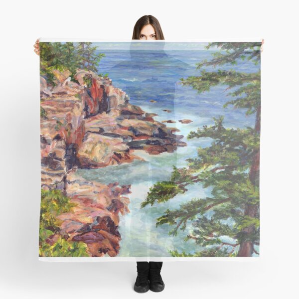 Thunder Hole, Arcadia National Park, Ocean island cliffs on the Maine Coast. From original oil painting by Pamela Parsons Scarf