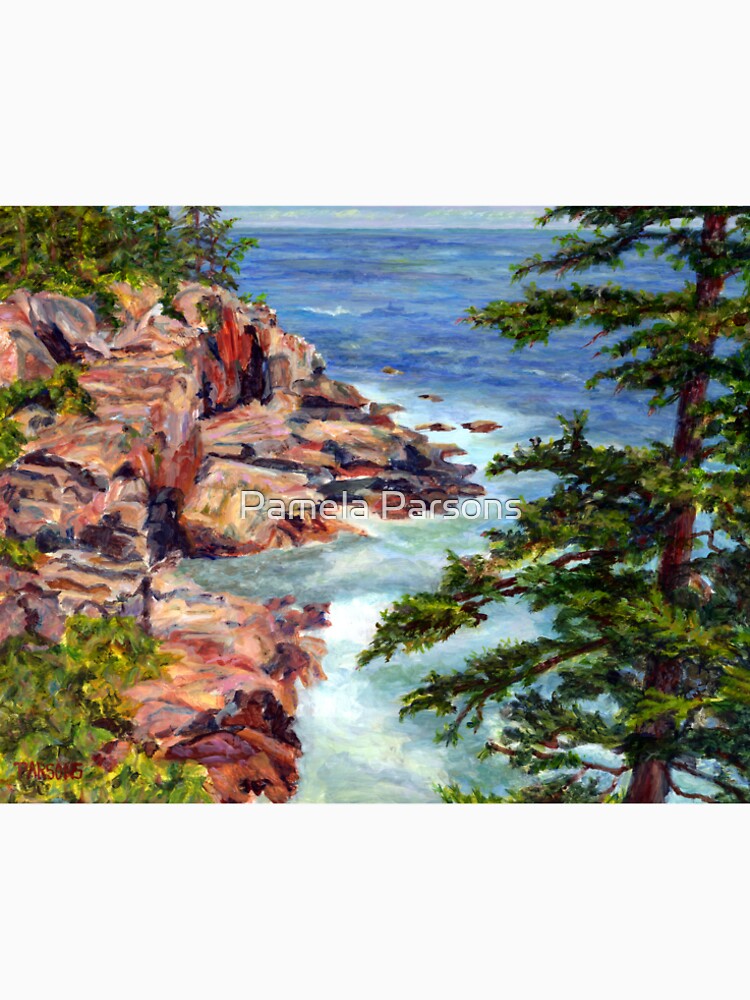 Thunder Hole, Arcadia National Park, Ocean island cliffs on the Maine Coast. From original oil painting by Pamela Parsons by parsonsp