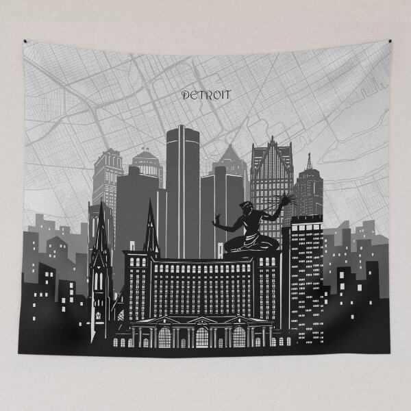 Item preview, detroit skyline designed and sold by BekimART2.