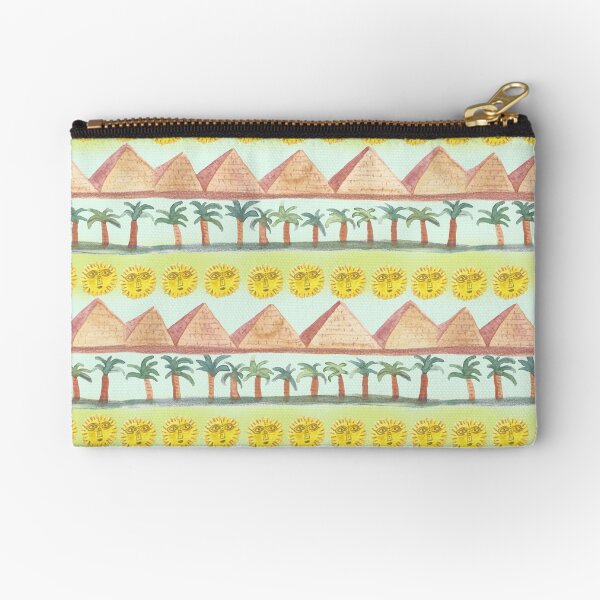 Egyptian Lover Palms & Pyramids Watercolor Pattern Zipper Pouch
