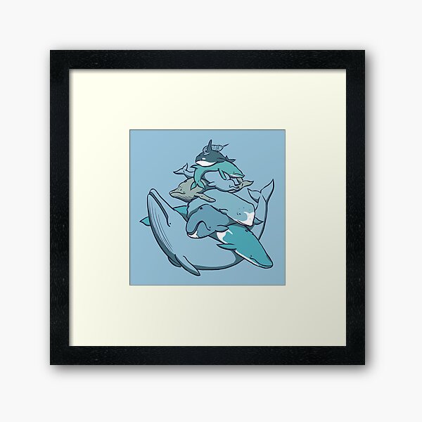 Stacks on Blue -print Framed Art Print